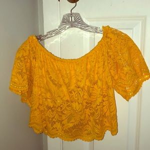 Ambiance off the shoulder lace yellow top